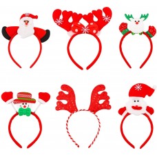 Ruisita 6 Pieces Christmas Headband Reindeer Antlers Headband Santa Headbands for Christmas Holiday Costume Party