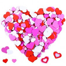 Ruisita 600 Pieces Foam Heart Stickers Self-adhesive Heart Shapes Stickers for Valentine's Day Decoration, Assorted Colors and Sizes